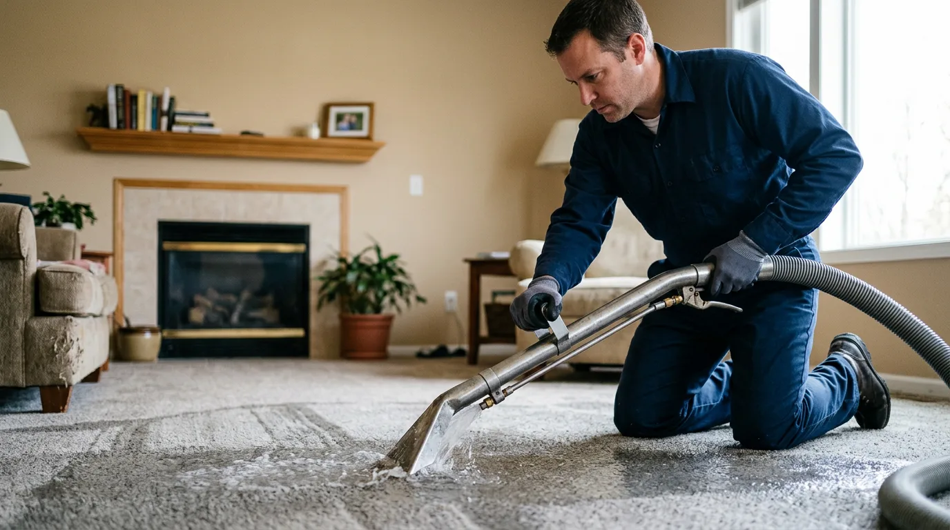 Water damage restoration technician working near Newtonville, MA